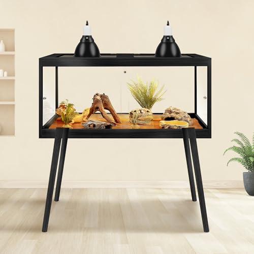 Reptile Enclosure with Leg (Black / 32"x16"x16",35Gallons)