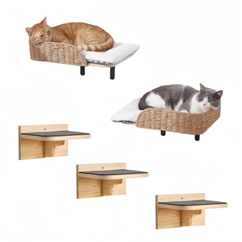 2 Pack Wooden Cat Wall Bed with 3 Steps (G)