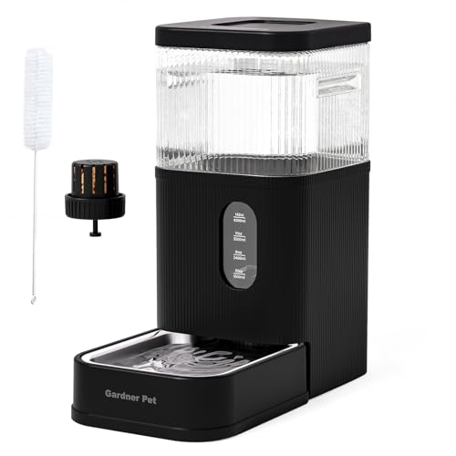 2.9 Gallon Automatic Dog Water Dispenser with Stainless Steel Bowl (Black / 2.9 Gallon)