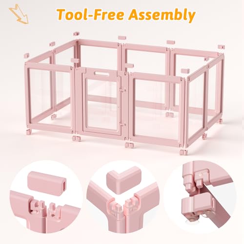 Acrylic Dog Playpen Indoor (Skin Pink / 23.6"H)