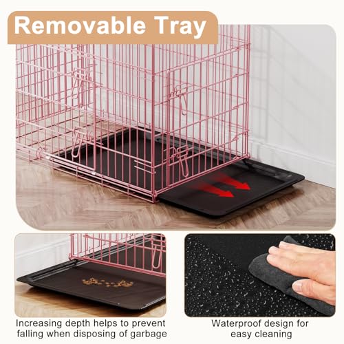 48" Foldable Metal Dog Crate (Pink)