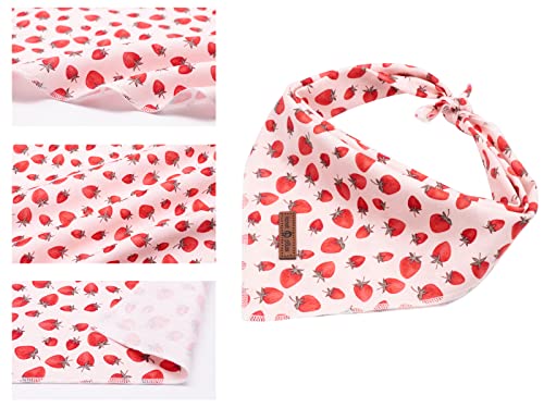 Dog Bandana Fabric Pink Dogs Kerchief for Medium Large Dogs (Strawberry / Large (Pack of 1))