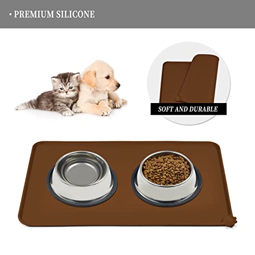 Silicone Pet Feeding Mat (Brown / 32" x 24")