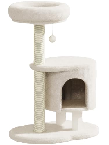 Cat Tree 34.3 Inches Cat Tower with Scratching Post (Beige)