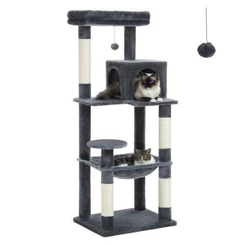 56.3" Cat Tree for Indoor Cats Large Adult with Hammock (Dark Grey / 56 Inches)