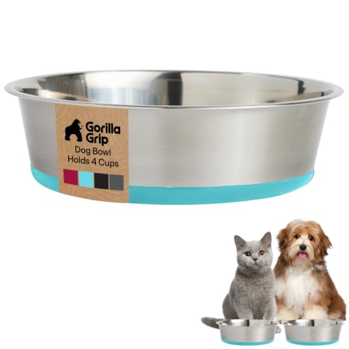 Dog Bowl Food Grade Stainless Steel Water Bowls (Turquoise / 4 Cup - Single Bowl)