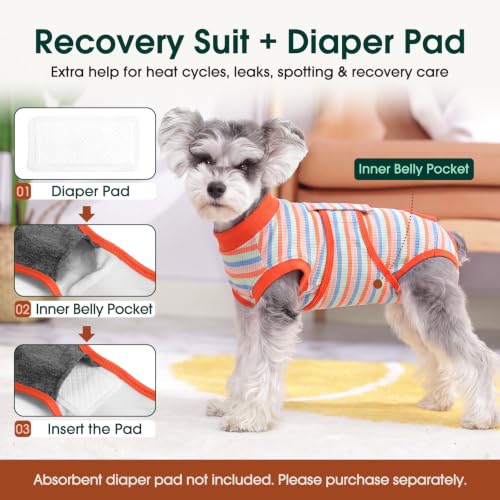 Recovery Suit for Dogs Cats (X-small (Back:8.3-11.4'', Weight:4-7 Lb) / Pastel Rainbow)