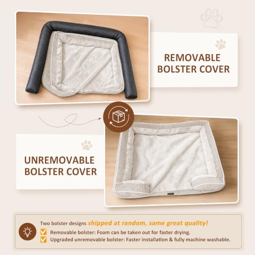 Waterproof Orthopedic Dog Beds for Large Sized Dog (38.0"L x 25.0"W x 7.0"Th / Beige)