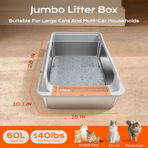 Stainless Steel Litter Box (XXX-Large / Light Grey)