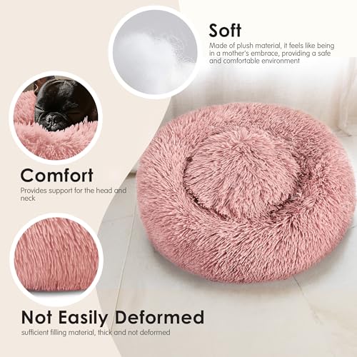 Dogs Bed for Small Dogs (Pink / 24.0"L x 24.0"W x 8.0"Th)