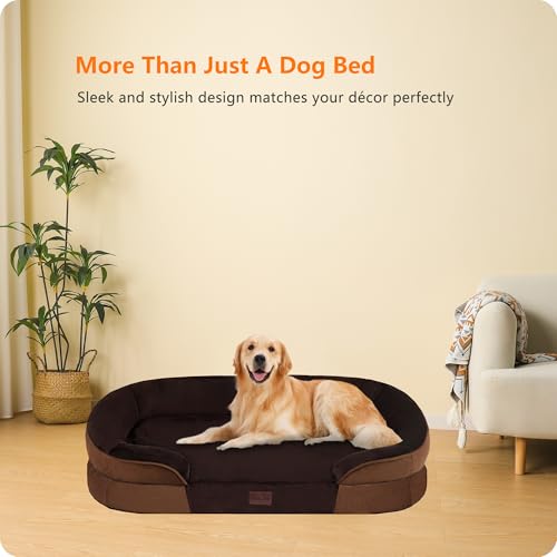 Orthopedic Waterproof Large Dog Bed Sofa (Brown / Large(42 x 31 x 6.5 inch))