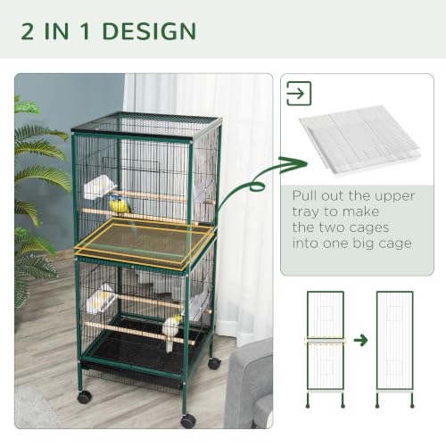 Large Bird Cage 1.7 ft. Width for Wingspan 55" (Green)