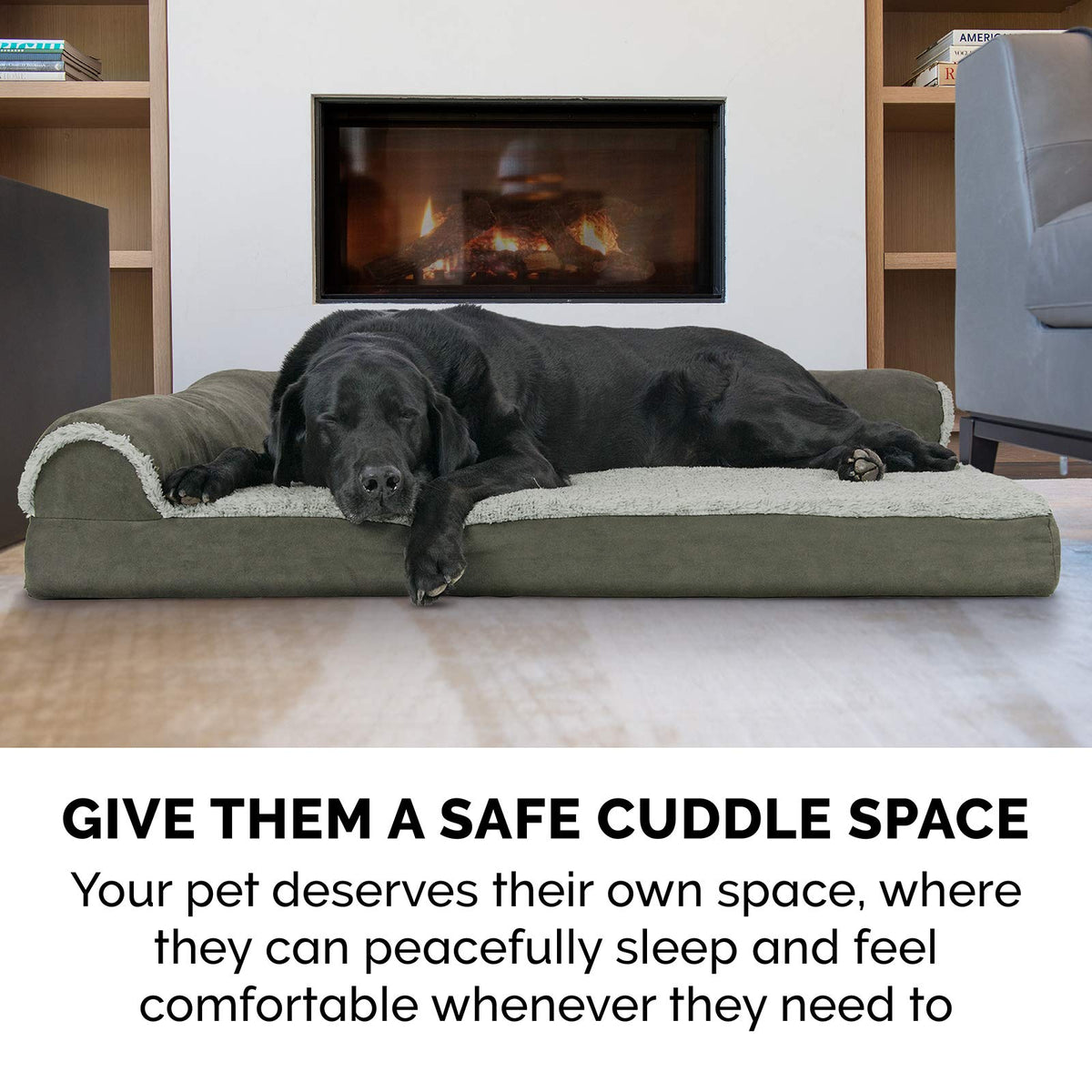 Cooling Gel Dog Bed for Medium (Medium / (Two-Tone Faux Fur & Suede) Dark Sage)