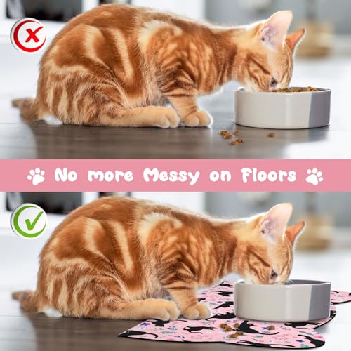 Cat Food Mats for Floor (Dark Pink / 23.6"L x 13.7"W)