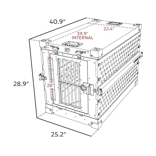 Aluminum Collapsible Dog Crate (Tan / 40.6"L x 25.2"W x 28.9"H)
