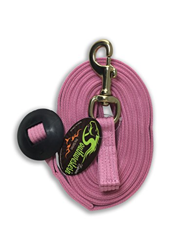 Lunge Line for Horses Cotton Horse Lunge Line with Bolt Snap & Rubber Stop (Pink / 24')