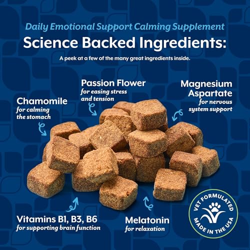 Emotional Support Daily Calming Aid Dog Supplement (120 Count (Soft Chews))