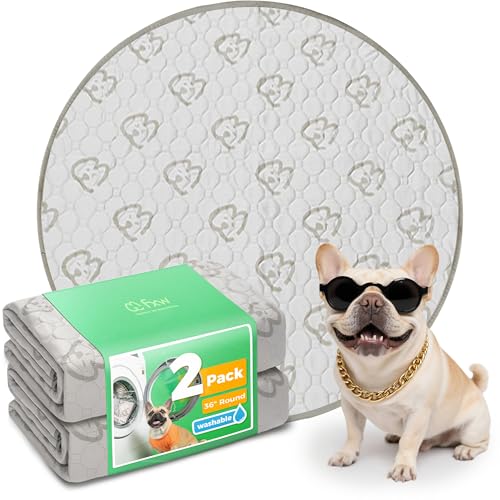 Washable Pee Pads for Dogs (Khaki / 36" Round (2 Packs))