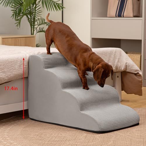 Dog Stairs for High Bed (Light Grey / Standard 5-Step 22.2"H)