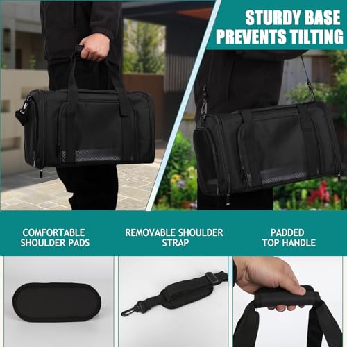 Dog Cat Carrier Pet Carriers for Small Medium Large Cats Dogs Carrier Soft Sided Small Puppy Dog Carrier Portable Foldable Airline Approved Dog Cat Travel Carrier Black Medium (18.0"L x 11.0"W x 11.0"H / Black)