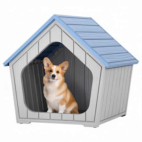 Small Dog House Outdoor Indoor (Blue / 23.43" L × 22.44" W × 22.24" H)
