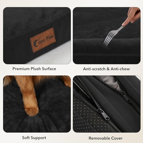 Waterproof Orthopedic Dog Bed for Medium Dogs (Black / 35.0"L x 22.0"W x 7.0"Th)