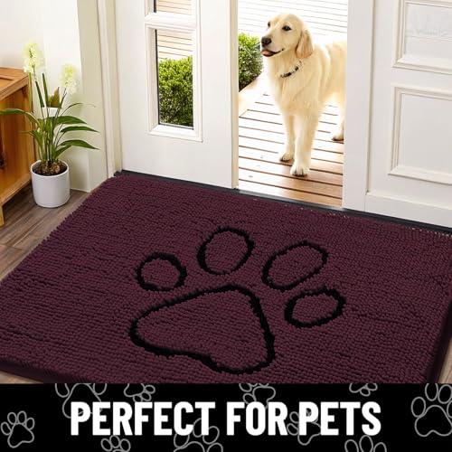 Dog Door Mat for Muddy Paws (30"X20" / Russet and Black)