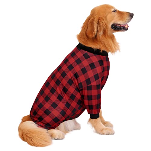 Dog Pajamas One Piece Light Comfy Pjs Pet Costume M (XX-Large / Buffalo Plaid)