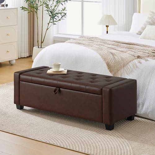48" Ottoman with Storage (Dark Brown / 19.7"D x 48"W x 16.9"H)
