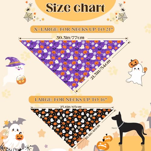 2 Pack Halloween Dog Bandanas (Purple&Black / Large)