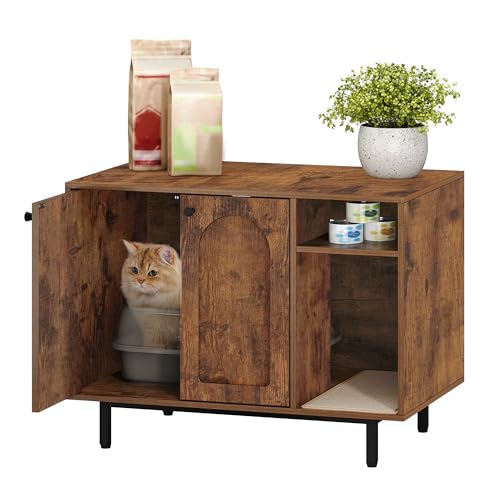 Cat Litter Box Enclosure (Rusic Brown / 31.4"L x 19.6"W x 24"H)