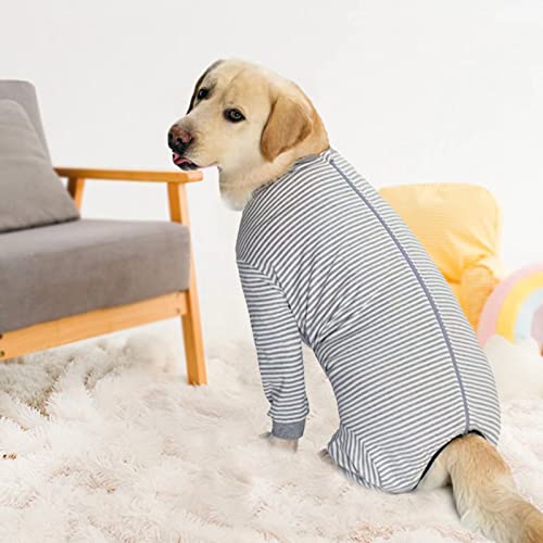 Dog Onesie Surgery Recovery Suit for Large Medium Bodysuit Dogs Pajamas PJS Full Body for Shedding (4X-Large (Pack of 1) / Grey)