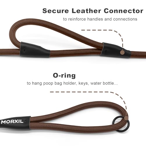 Rope Dog Leash with Two Handles (Brown / 6FT*0.51" Two Handle)