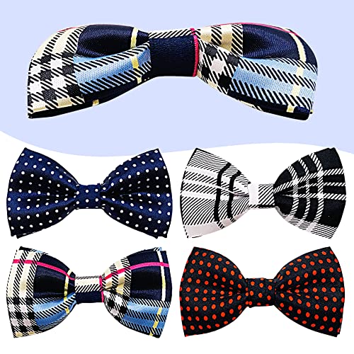 5 Pack Dog Bowties Plaid for Small Dogs Slide on Collar (S/M)