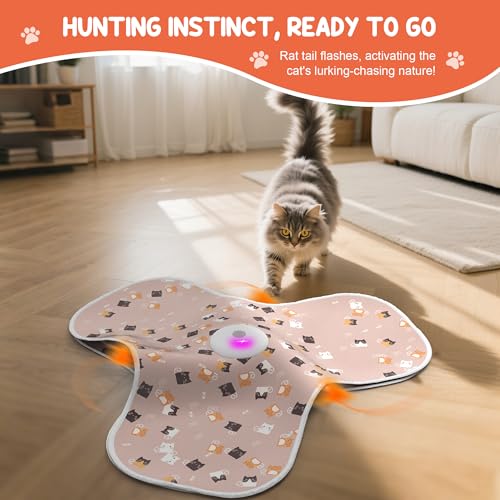 Interactive Cat Toys for Indoor Cats‌ Adult‌ with Feather Tail Switchable Mouse Sounds (PINK)