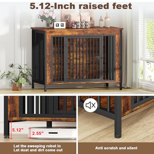 47.24" Dog Crate Furniture for 1 or 2 Dogs (Brown / 47.2"L x 28.4"W x 37.0"H)