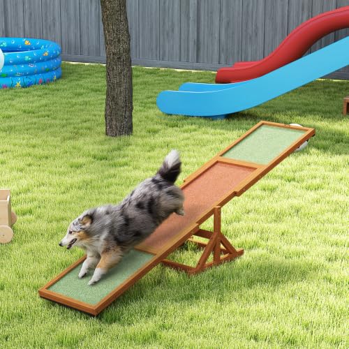 Wooden Dog Agility Seesaw for Training and Exercise (82.7" x 15.7" x 13.8" / Orange)