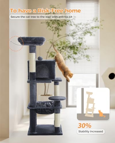 32" Small Cat Tree for Kittens & Small Cats (Dark Grey / 46 Inches)