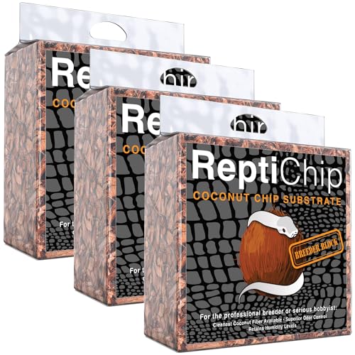 ReptiChip Reptile Substrate Coconut Chip Bedding 72 Quart Compressed Organic Coco Husk Block for Snake Habitat (3 Pack Breeder Bundle)
