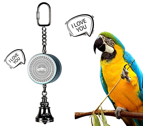 Bird Toys Parrot Talking Coach & Interactive Voice Bell for Parakeet (Blue)