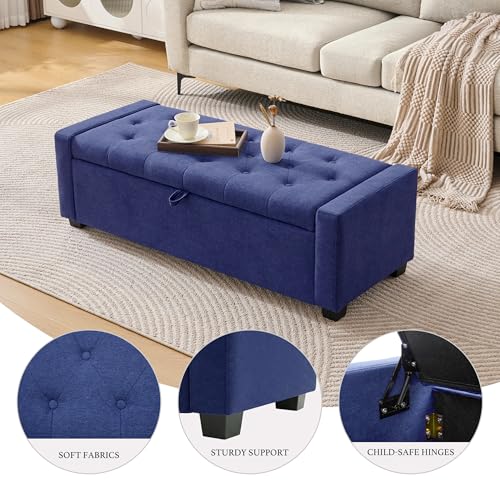 48" Ottoman with Storage (Blue / 19.7"D x 48"W x 16.9"H)