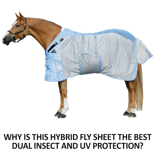 Adjusta Fit Mosquito Mesh Hybrid II Horse Fly Sheets (Horse Size 70 / VTEK Bellyband / Blue)