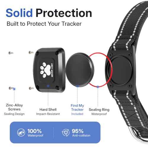 GPS Dog Collar with Tracker (Black / L(16.5''-23.5''))