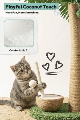 33" Tall Cat Scratching Post (Coconut Fruit & Straw - M)