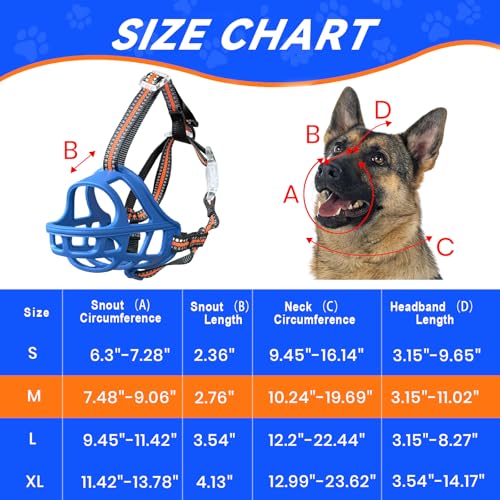 Dog Muzzle Basket Muzzle for Small Medium Large Dogs (Size M Sout(7.48"-9.06"))