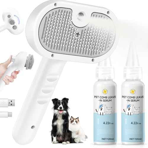 Pet Steam Brush Dog Cat 2026 New Grooming Comb for Shedding (Gray / 240ML)