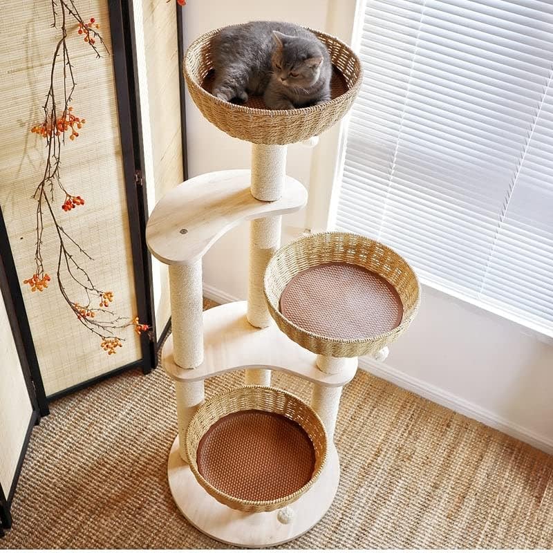 Modern Wood Cat Tree for Large Cats (Large-O1)