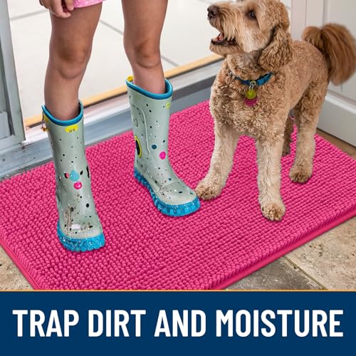Dog Door Mat for Muddy Paws 40x32 (Hot Pink / 40"X32")