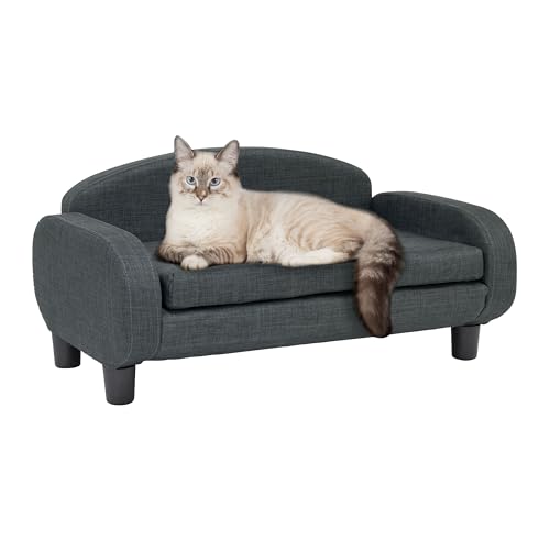 Cat Sofa Bed Pet Couch for Indoor Cats Elevated Cat Beds with Removable Washable Mattress Cover for Kitten (Pet Sofa / Gray)