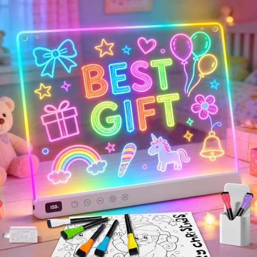 16'' Rechargeable LED Drawing Board for Kids (White / 13.7"W x 10"H)